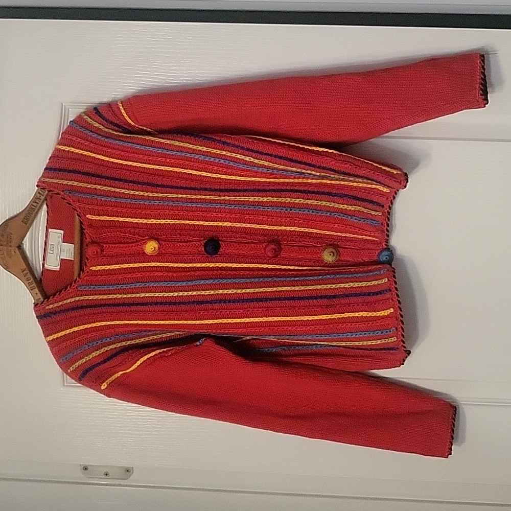 Lisa International Red Sweater - GUC - size M - 2 small dark spots on sleeves